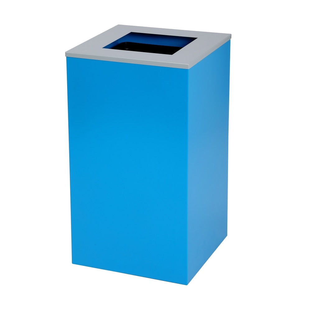 Alpine Industries Stainless Steel Recycling Bin With Square Lid, 29 Gal, 30inH x 16-15/16inW x 16-15/16inD, Blue, ALP4450KITBLUS
