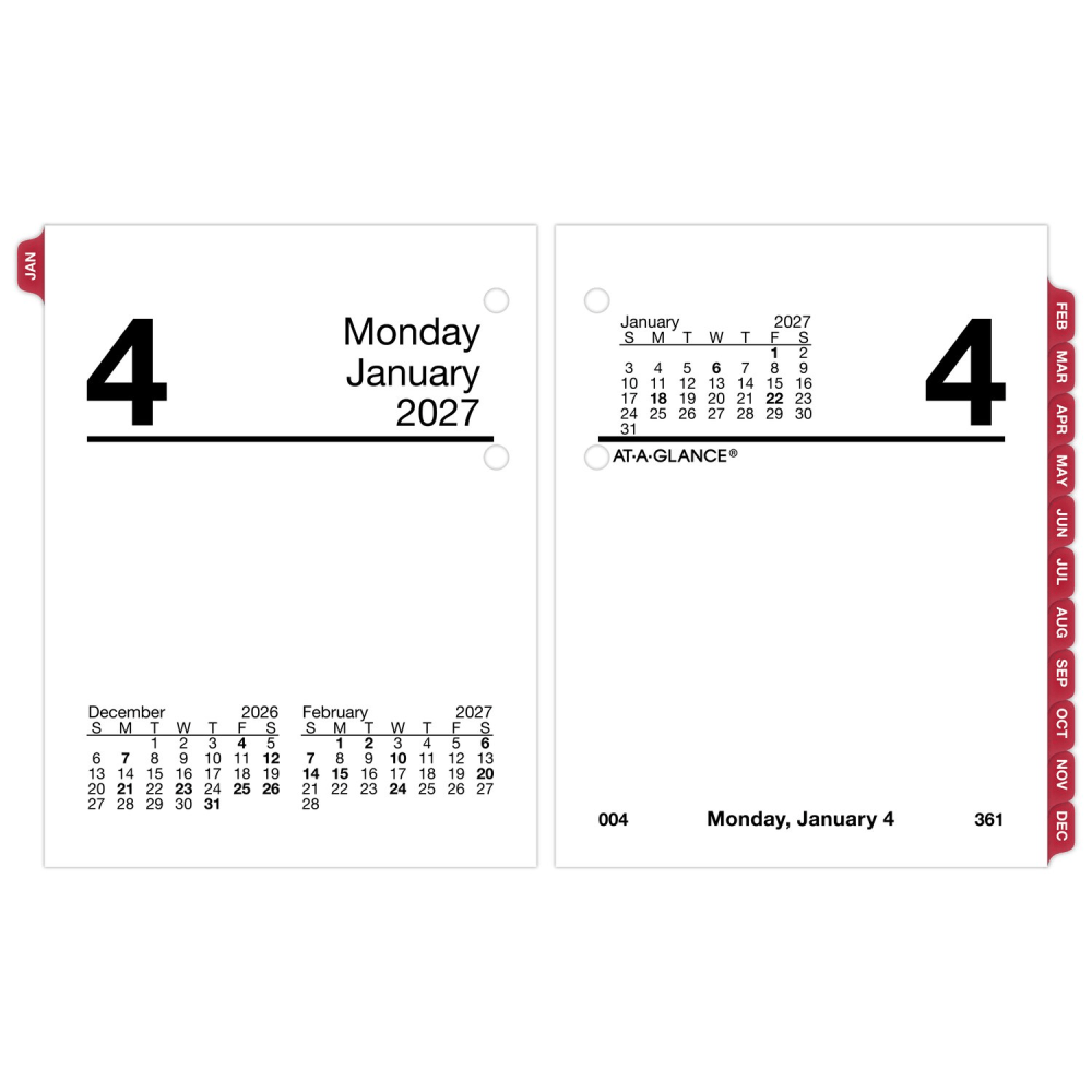 AT-A-GLANCE 2027 Daily Loose-Leaf Desk Calendar Refill, Mini, 3in x 3 3/4in