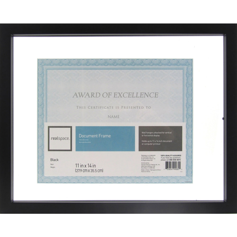 Realspace Gallery Floating Document Frame, 11in x 14in, Black