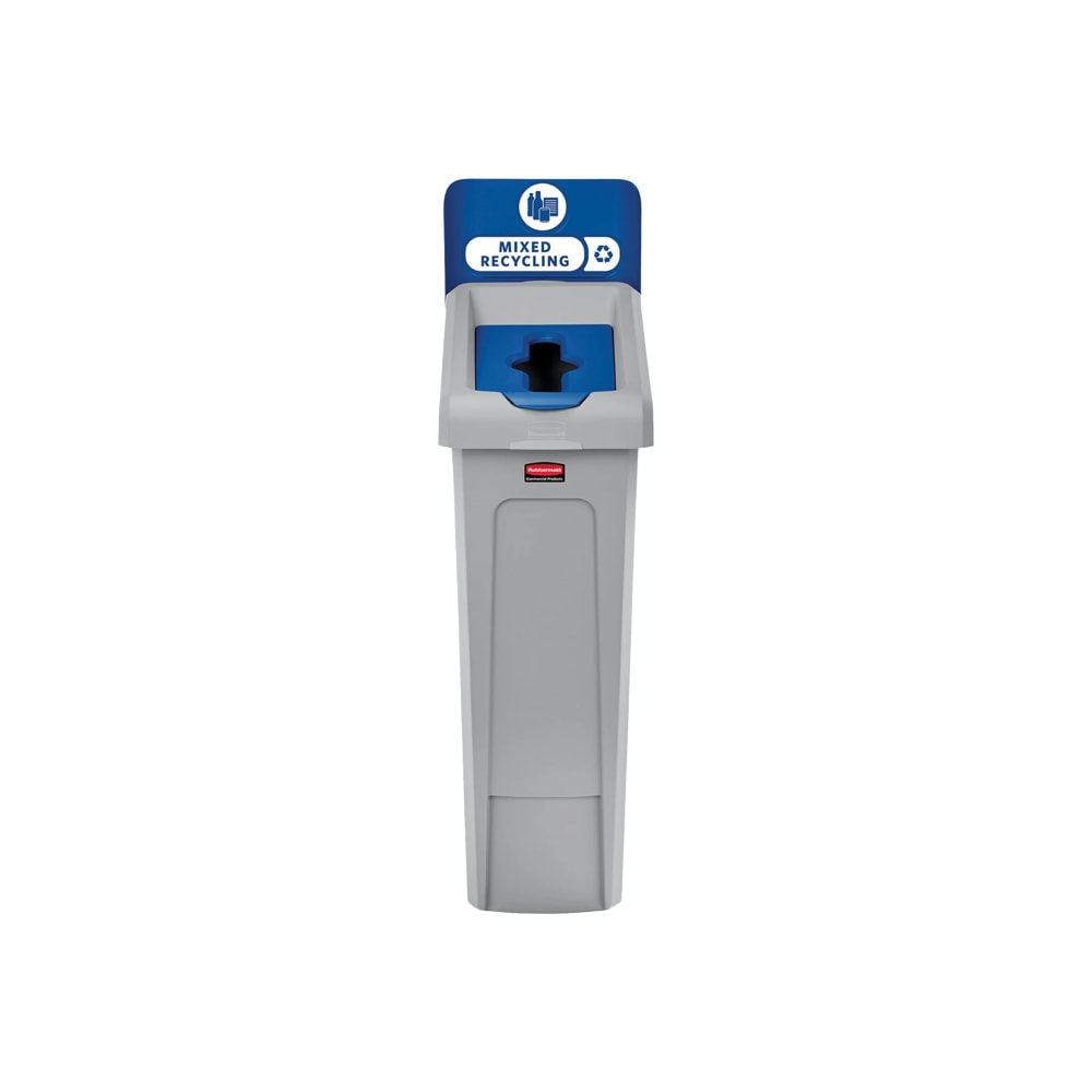 Rubbermaid Commercial Slim Jim Recycling Station 1-Stream Mixed Recycling, 23 Gal - 23 gal Capacity -  - 2185055
