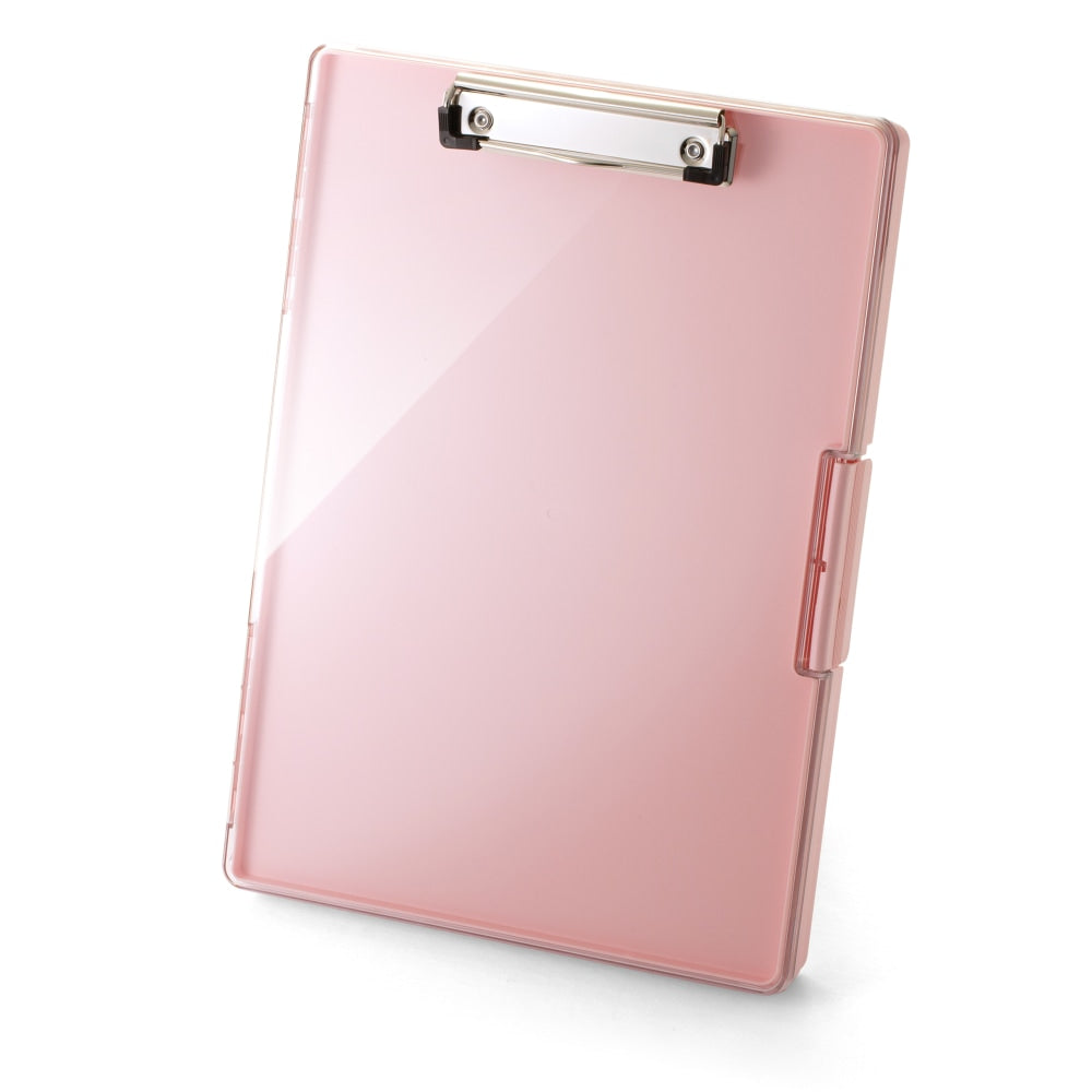Officemate Clear View Clipboard Storage Box, 9-7/16in  x 13-7/16in, Pink
