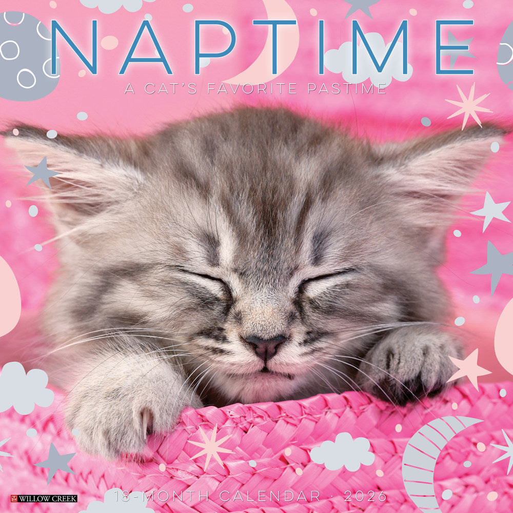 2026 Willow Creek Press Animals Monthly Wall Calendar, 12in x 12in, Naptime: A Cats Favorite Pastime, January To December, 52082