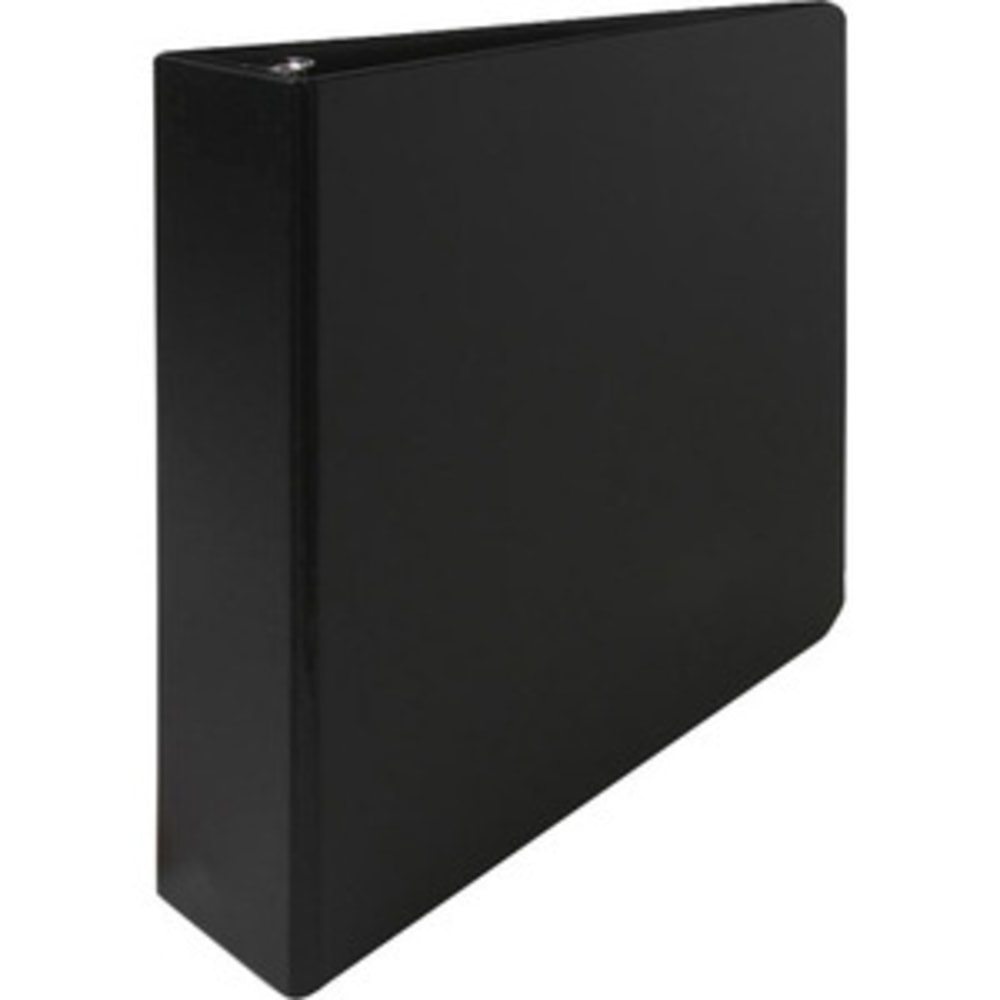 Business Source Basic 3-Ring Binder, 2in Round Rings, Black, 09977