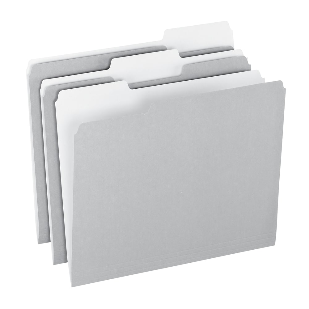 Office Depot Brand 2-Tone File Folders, 1/3 Cut, Letter Size, Gray, Box Of 100