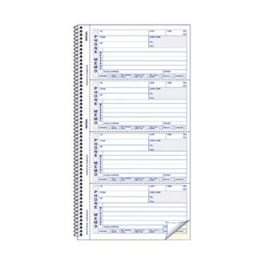 Rediform Memo Style Phone Message Book, 2 Part, Book Of 400 Messages, Blue
