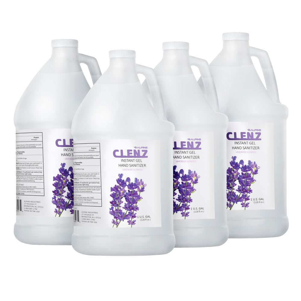 Alpine Industries Commercial Gel Hand Sanitizer, Lavender Scent, 1 Gallon (128 Oz), 4 Pack