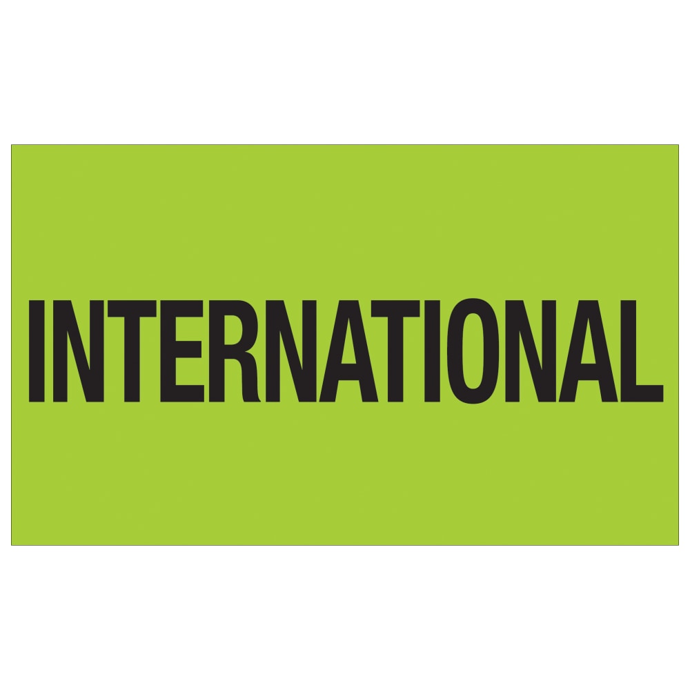 Tape Logic Preprinted Special Handling Labels, DL1118, International, Rectangle, 3in x 5in, Fluorescent Green, Roll Of 500