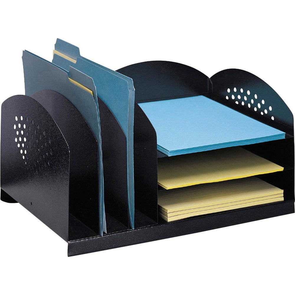 Safco 3 & 3 Combination Rack Desktop Organizers - 6 Compartment(s) - 3 Divider(s) - 3 Tier(s) - 8.25inx16.25inx 11.25in Depth - 3167BL
