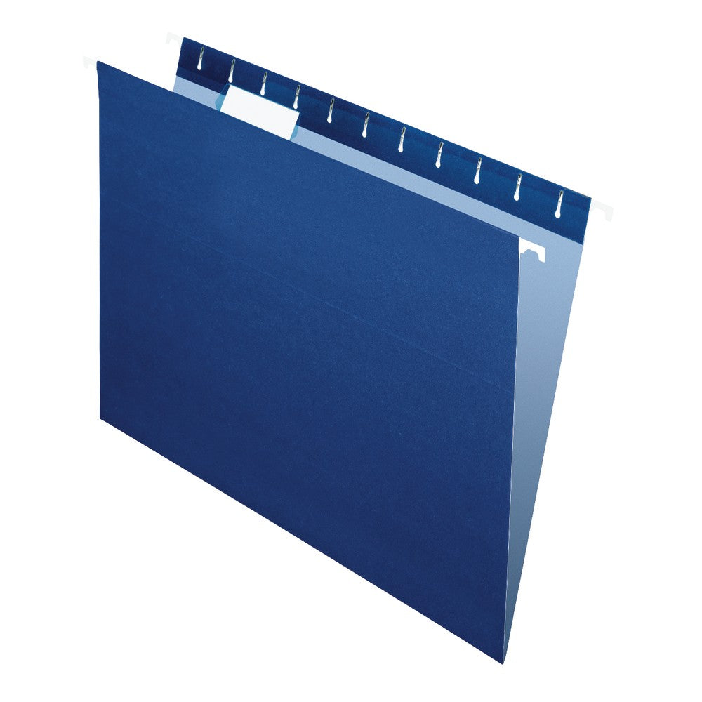 Office Depot Brand 2-Tone Hanging File Folders, 1/5 Cut, 8 1/2in x 11in, Letter Size, Navy, Box Of 25 Folders