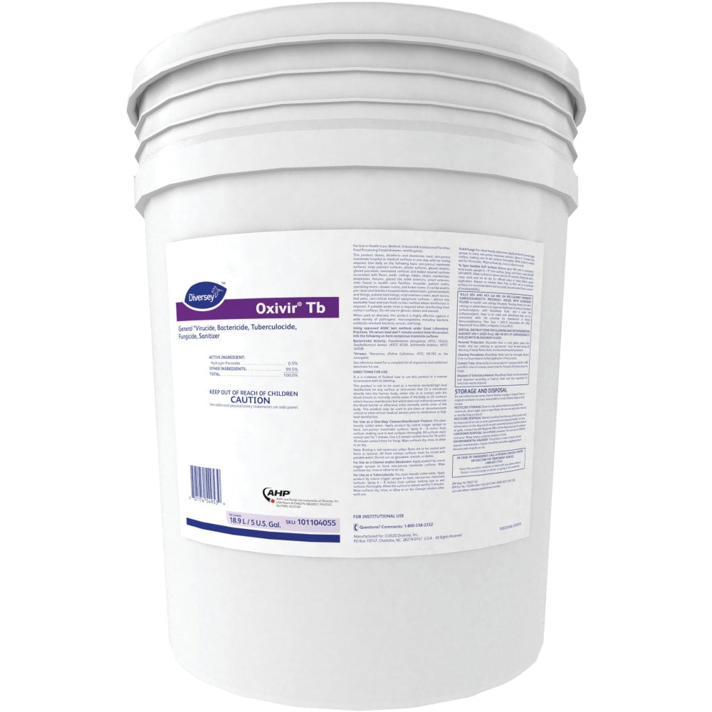 Diversey Oxivir TB Ready to Use Disinfectant Cleaner, Cherry Almond Scent, 5-Gallon (640 Oz) Pail