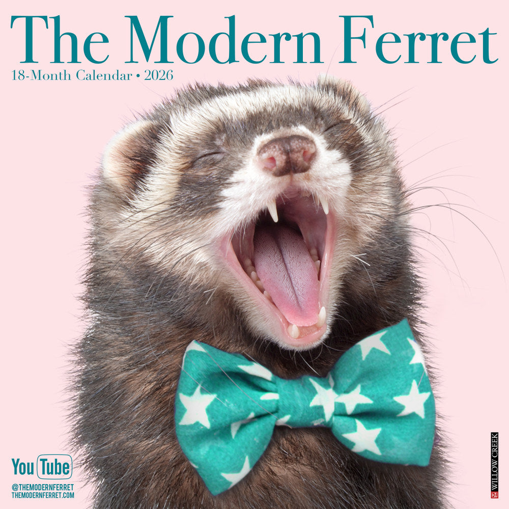 2026 Willow Creek Press Animals Monthly Wall Calendar, 12in x 12in, Modern Ferret (The), January To December, 51962