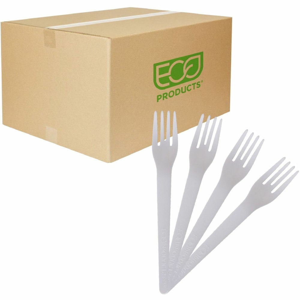 Eco-Products 6in Plantware High-heat Forks - 1 Piece(s) - Fork - 1 x Fork - Disposable - Pearl White - 50/Pack - 20 / Carton