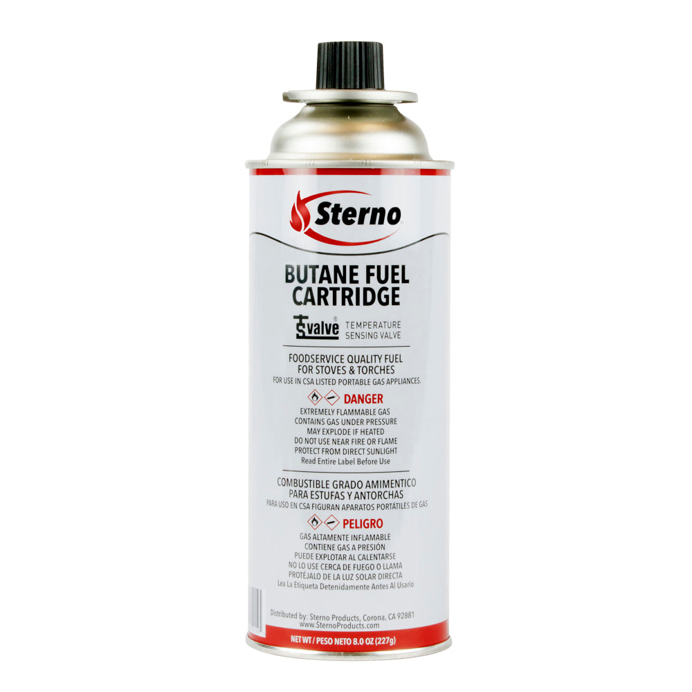 Sterno Butane Fuel Cartridge, 8 Oz, Carton of 12