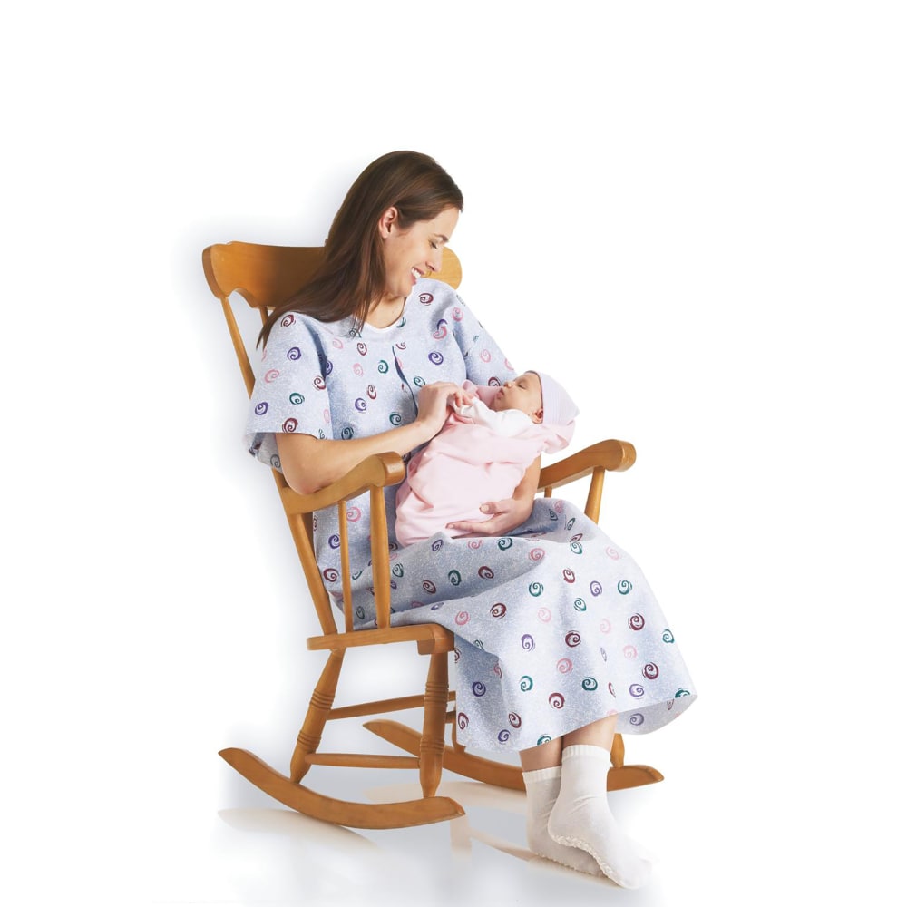 Medline Mothers IV Gowns, 71in, Blue/Swirls, Pack Of 12