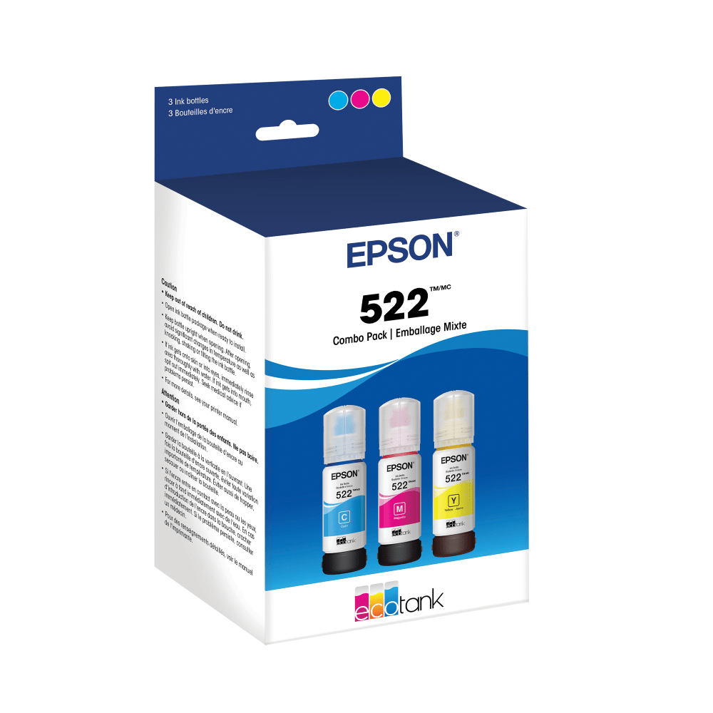 Epson 522 EcoFit Cyan; Magenta; Yellow High-Yield Ink Bottles, Pack Of 3, T522520-S