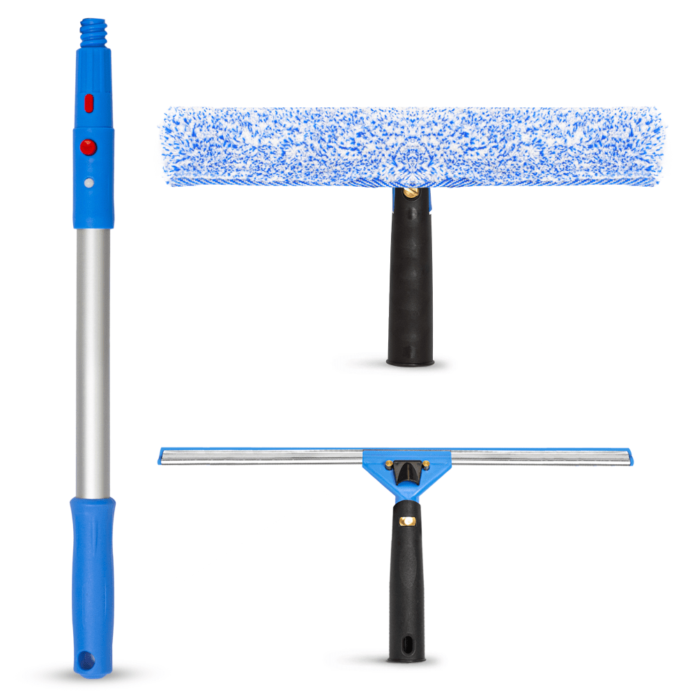 Gritt Commercial Pro Window Washing Kit With Squeegee, Washer And Pole, 18in Squeegee And Washer/20in Pole, Multicolor