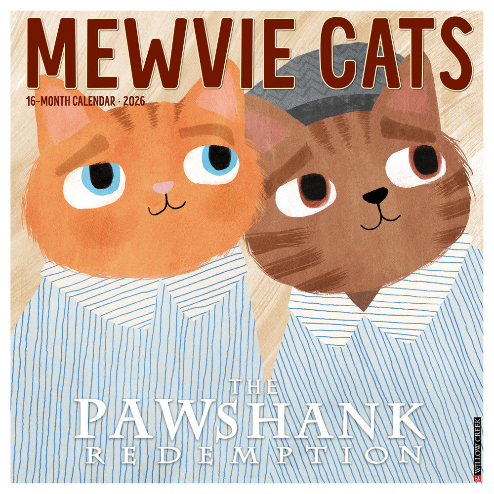 2026 Willow Creek Press Humor & Comics Monthly Wall Calendar, 12in x 12in, Mewvie Cats, January To December, 51900