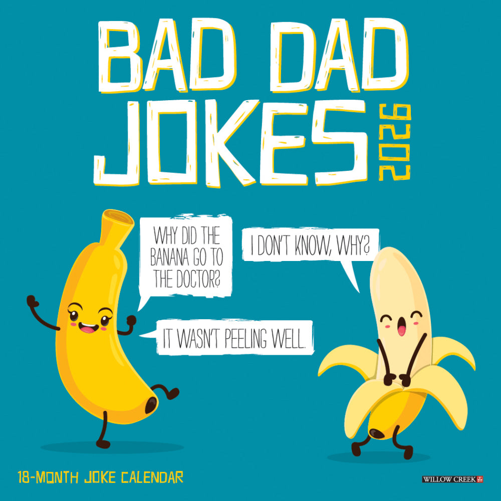 2026 Willow Creek Press Monthly Mini Wall Calendar, 7in x 7in, Bad Dad Jokes, January To December, 53454