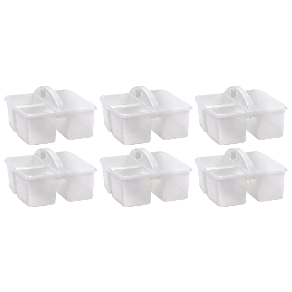 Teacher Created Resources Plastic Storage Caddies, 5-1/4inH x 9-1/4inW x 9inD, Clear, Pack Of 6 Caddies