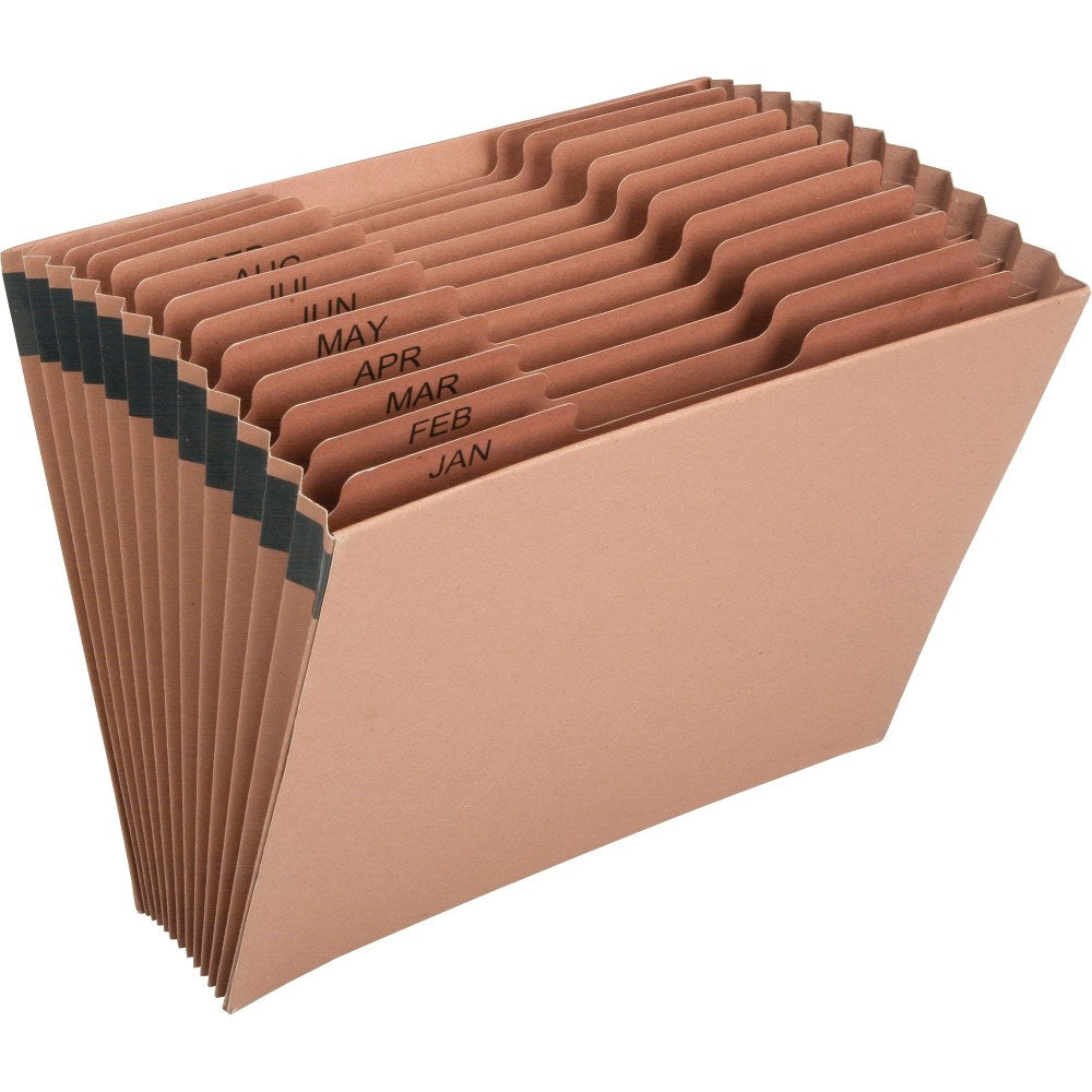 SKILCRAFT Letter Recycled Organizer Folder, 8 1/2in x 11in, 12 Pocket(s), Brown, 30% Recycled, 6819290