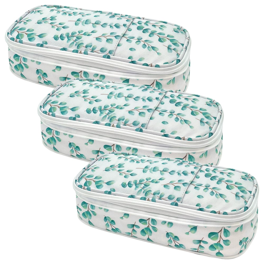 Teacher Created Resources Pencil Cases, 2-1/2inH x 4-1/4inW x 9inD, Eucalyptus, Pack Of 3 Cases