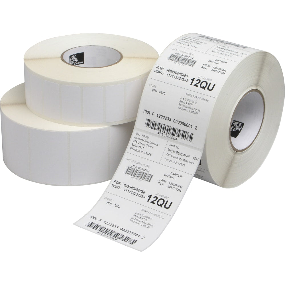 Zebra Z-Select 4000D Thermal Label - 6in Length x 4in Width - Paper - White - 4 Roll