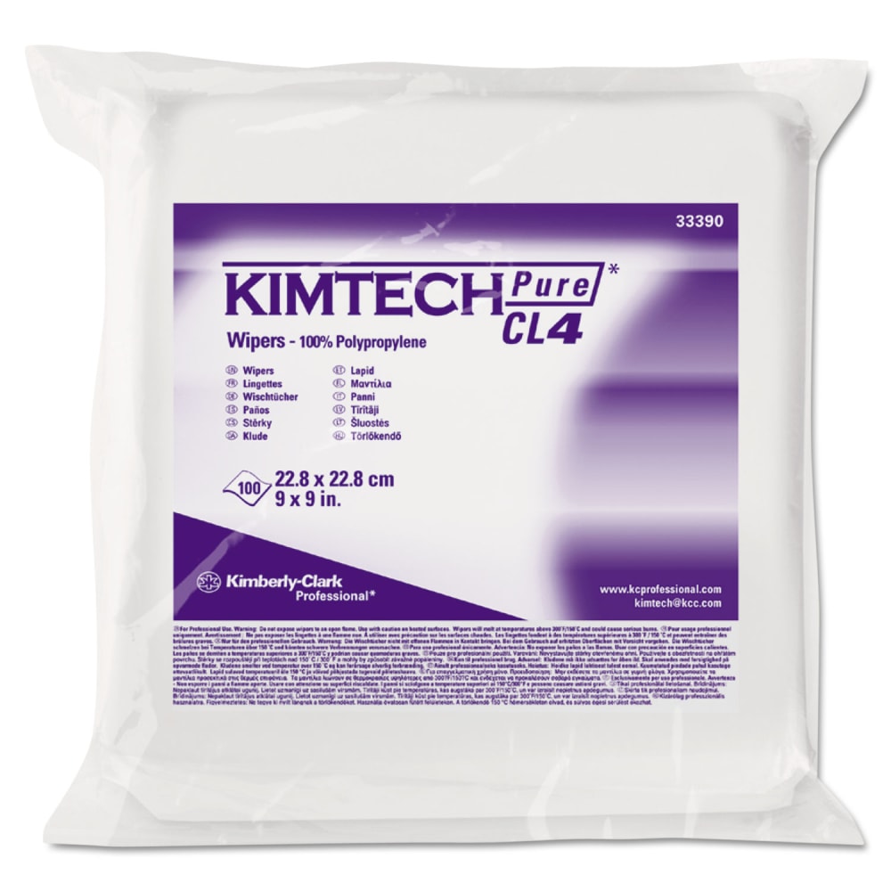 Kimtech W4 Critical Task Wipers, Flat Double Bag, 3-Ply, 9 x 9, Unscented, White, 100/Bag, 5 Bags/Carton