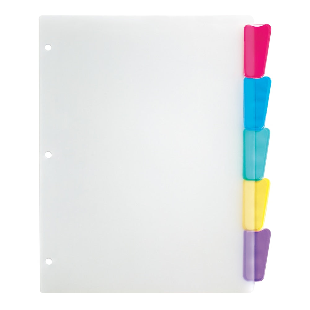 Office Depot Brand Plastic Dividers With Insertable Rounded Tabs, Multicolor, 5-Tab