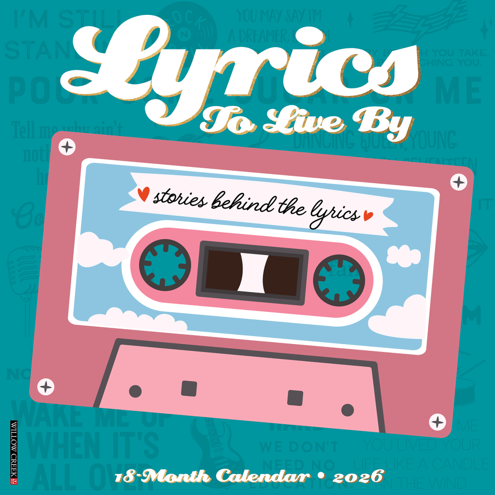 2026 Willow Creek Press Art & Design Monthly Wall Calendar, 12in x 12in, Lyrics to Live By, January To December, 55946