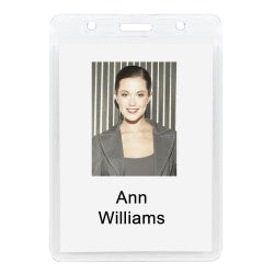 Office Depot Brand Plastic Badge Holders, 3-3/4in x 3-1/4in, Vertical, Pack Of 12