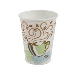 DIXIE PERFECTOUCH 12OZ INSULATED PAPER HOT COFFEE CUPS BY GP PRO (GEORGIA-PACIFIC), FIT LARGE LIDS, COFFEE HAZE, 50 CUPS