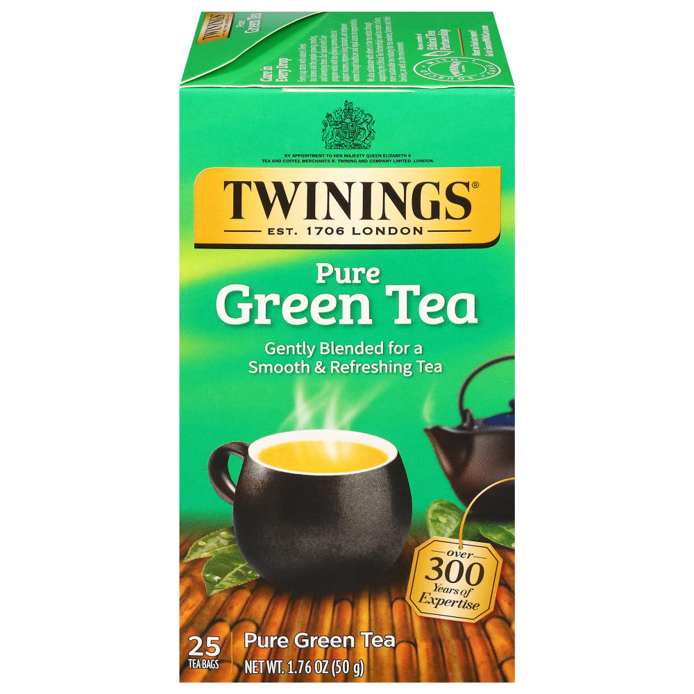 Twinings Green Tea Bags, 2 Oz, 25/Box