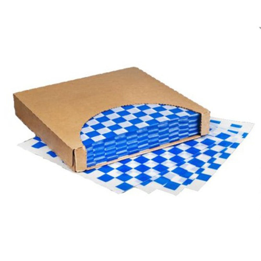 Brown Paper Goods Deli Paper, 12in x 12in, Blue Checkered, Pack Of 5,000 Sheets