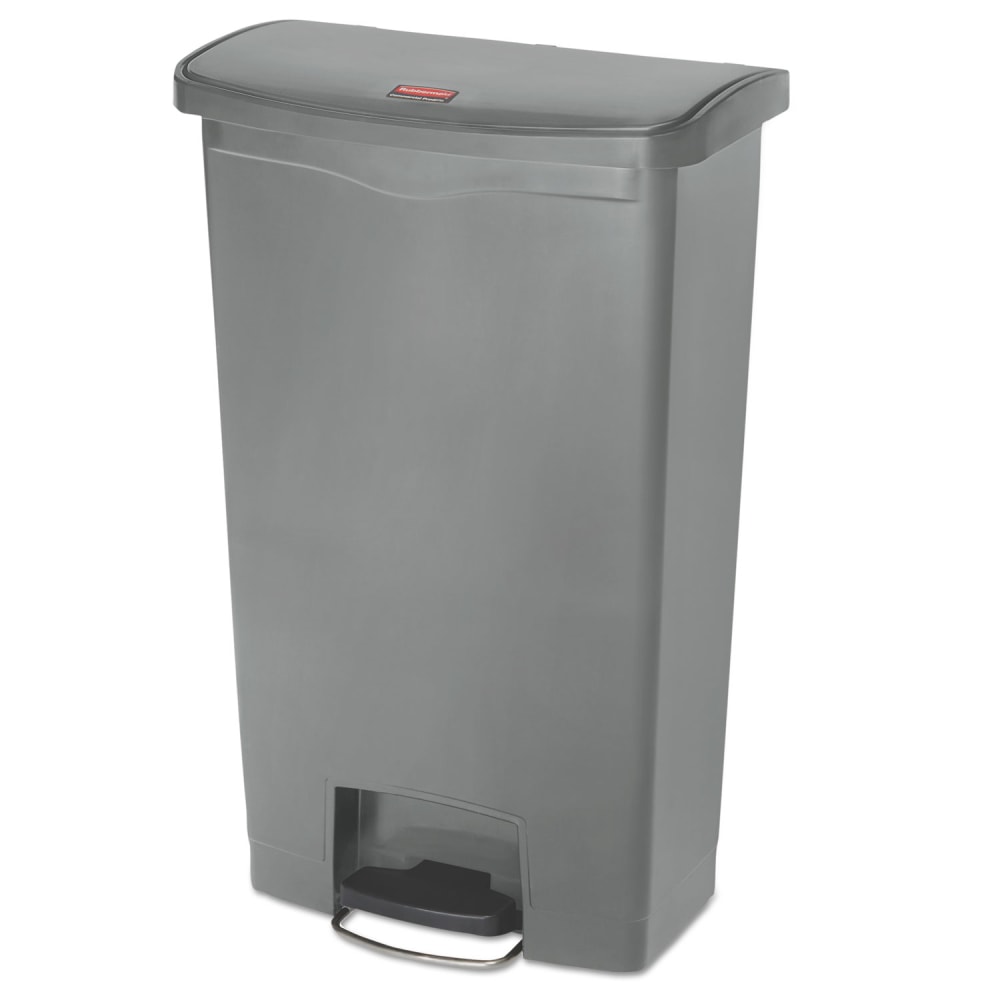 Rubbermaid Commercial Slim Jim Streamline Resin Step-On Container, Front Step Style, 18 gal, Polyethylene, Gray