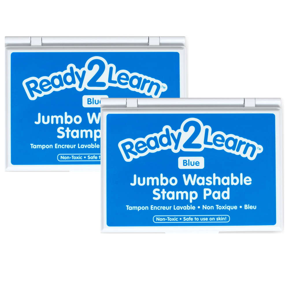 Ready 2 Learn Jumbo Washable Stamp Pads, 4-15/16in x 6-3/4in, Blue, Pack Of 2 Pads