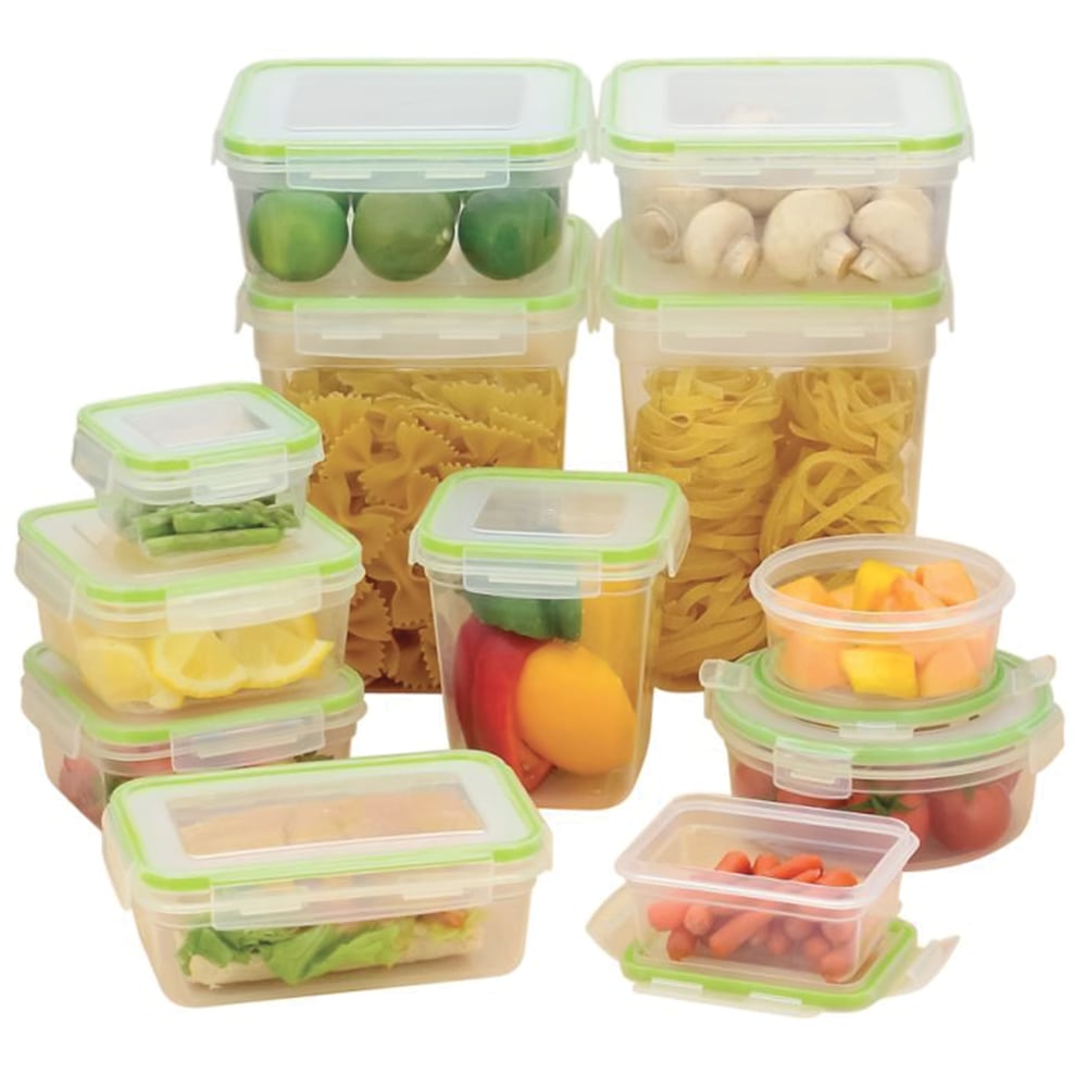 EuroHome 22-Piece Click-And-Lock Storage Container Set, Clear/Green