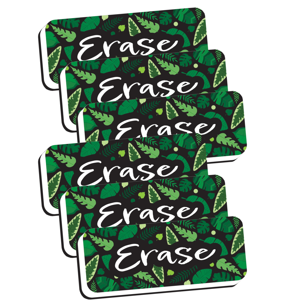 Ashley Productions Magnetic Whiteboard Eraser, Greenery With Erase, 2in x 5in, Pack Of 6