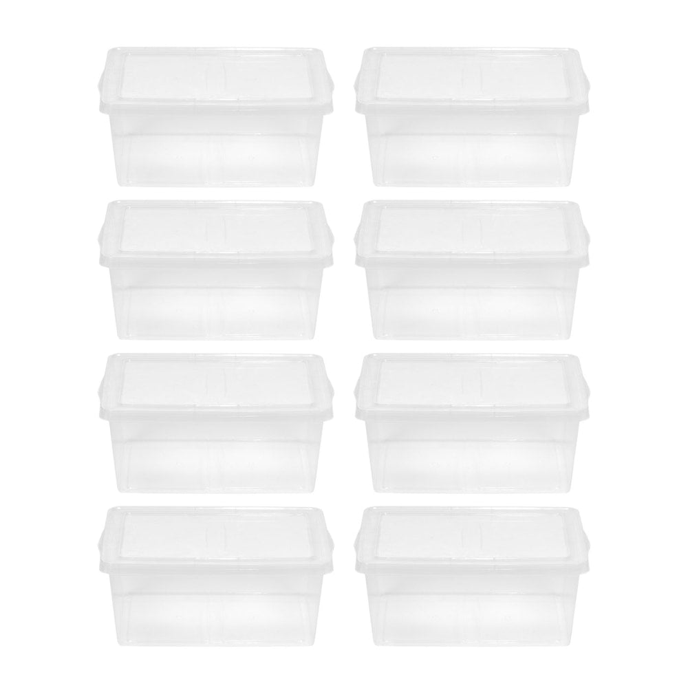 Iris Snap Top Storage Boxes, 4.25 Gallon, Clear, Set Of 8 Boxes, 580043
