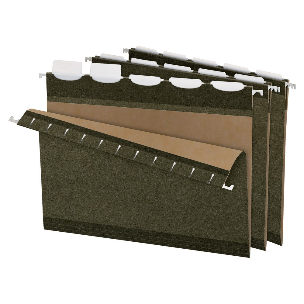 Pendaflex Ready-Tab Reinforced Hanging Folders, With Lift Tab Technology, 1/5 Cut, Letter Size, Standard Green, Pack Of 25