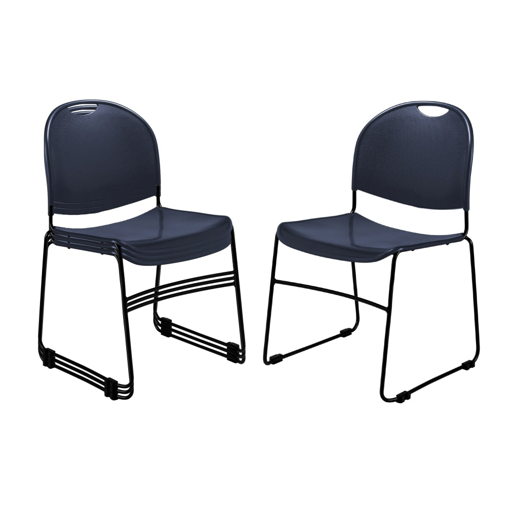 National Public Seating Commercialine Multipurpose Ultra Compact Stack Chairs, Navy/Black, Set Of 4 Chairs
