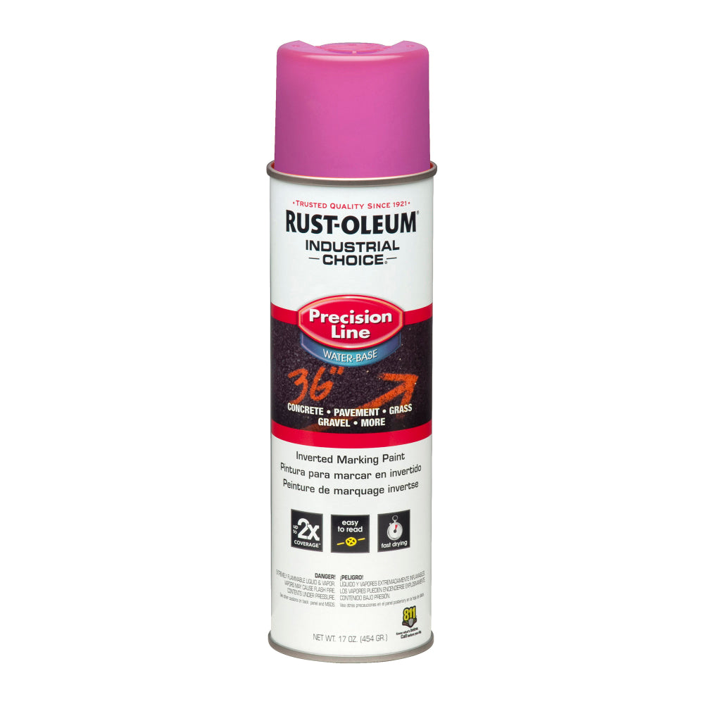 Rust-Oleum Industrial Choice M1800 System Water-Based Precision Line Inverted Marking Paint, 17 Oz, Safety Purple, Pack Of 12 Cans