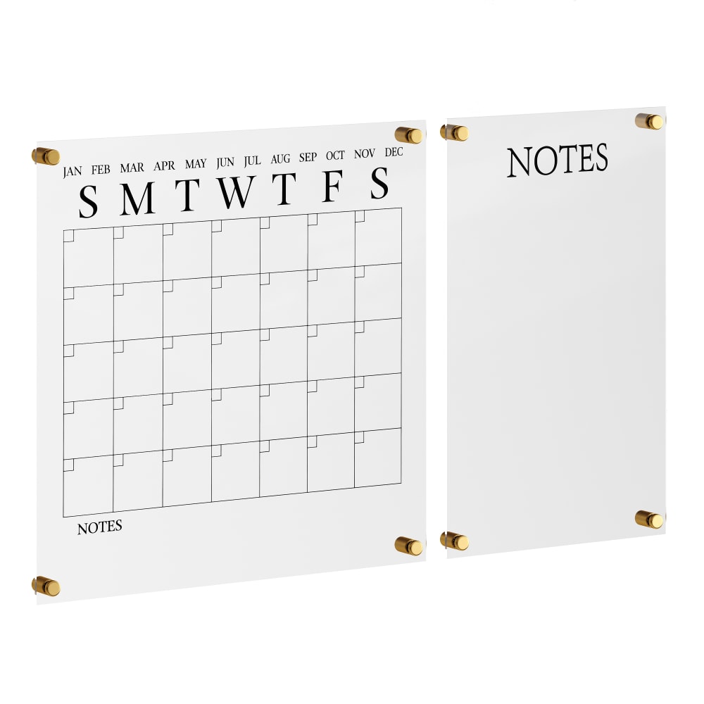 Martha Stewart Grayson Acrylic Monthly Wall Calendar And Notes Board, 18in x 18in, Clear/Black, Undated
