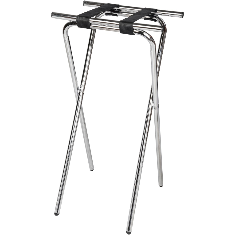 CSL Deluxe Steel Back Saver 36inH Tray Stand, Silver