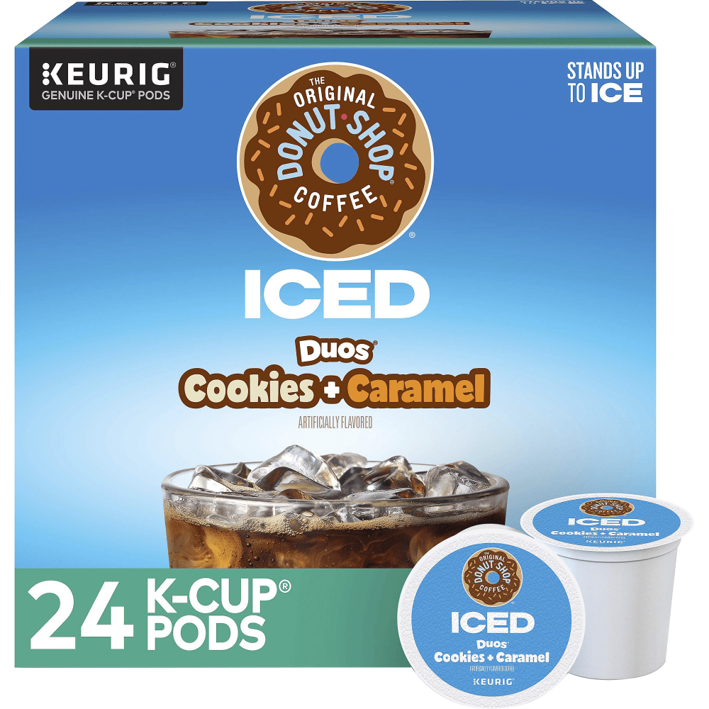 The Original Donut Shop K-Cup Iced Duos Cookies & Caramel Medium Roast Coffee K-Cups, Box Of 24 K-Cups