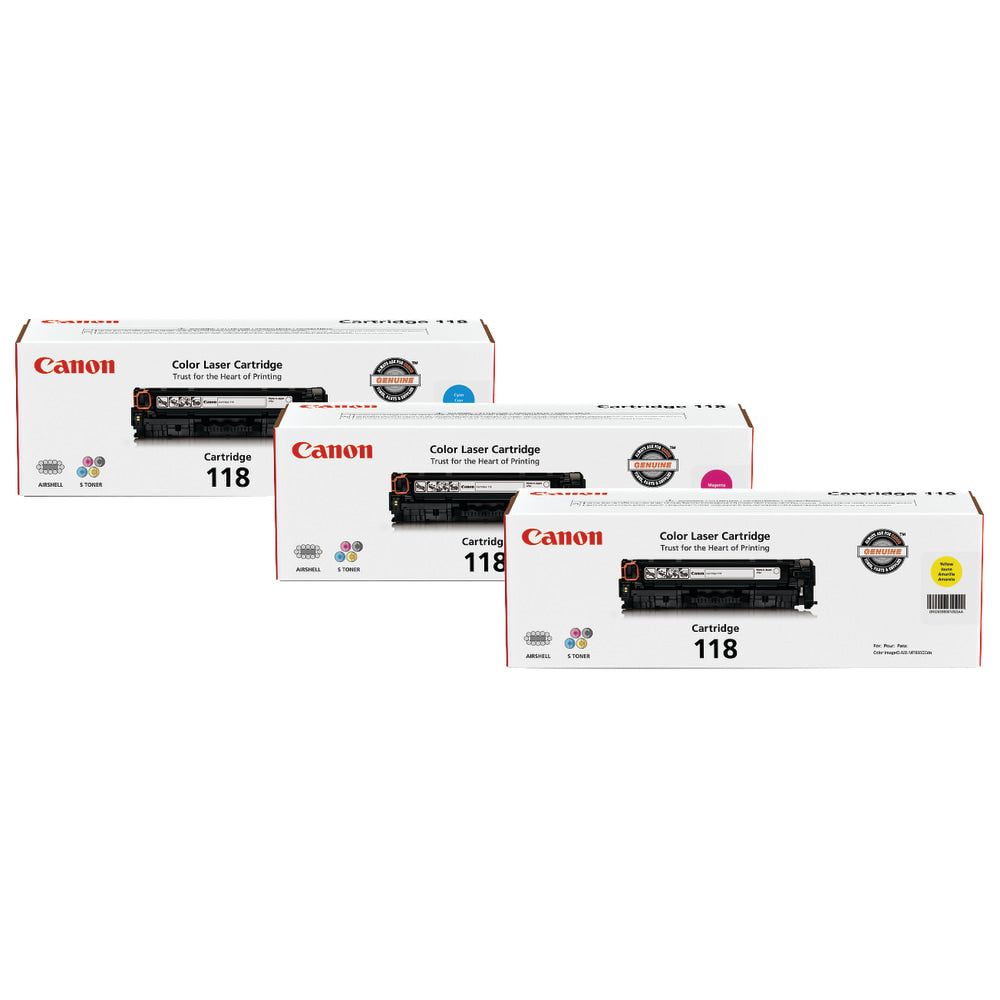 Canon 118 Cyan, Magenta, Yellow Toner Ink Cartridges, Pack Of 3, 118 combo