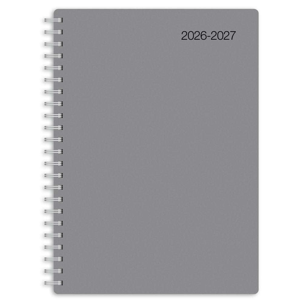 2026-2027 Office Depot Brand Weekly/Monthly Academic Planner, 5in x 8in, 30% Recycled, Gray, July 2026 To June 2027