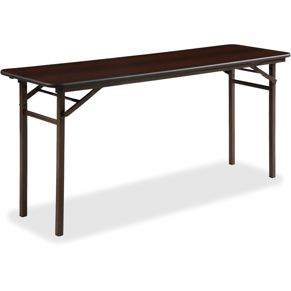 Lorell Laminate Folding Banquet Table, 29inH x 60inW x 18inD, Mahogany