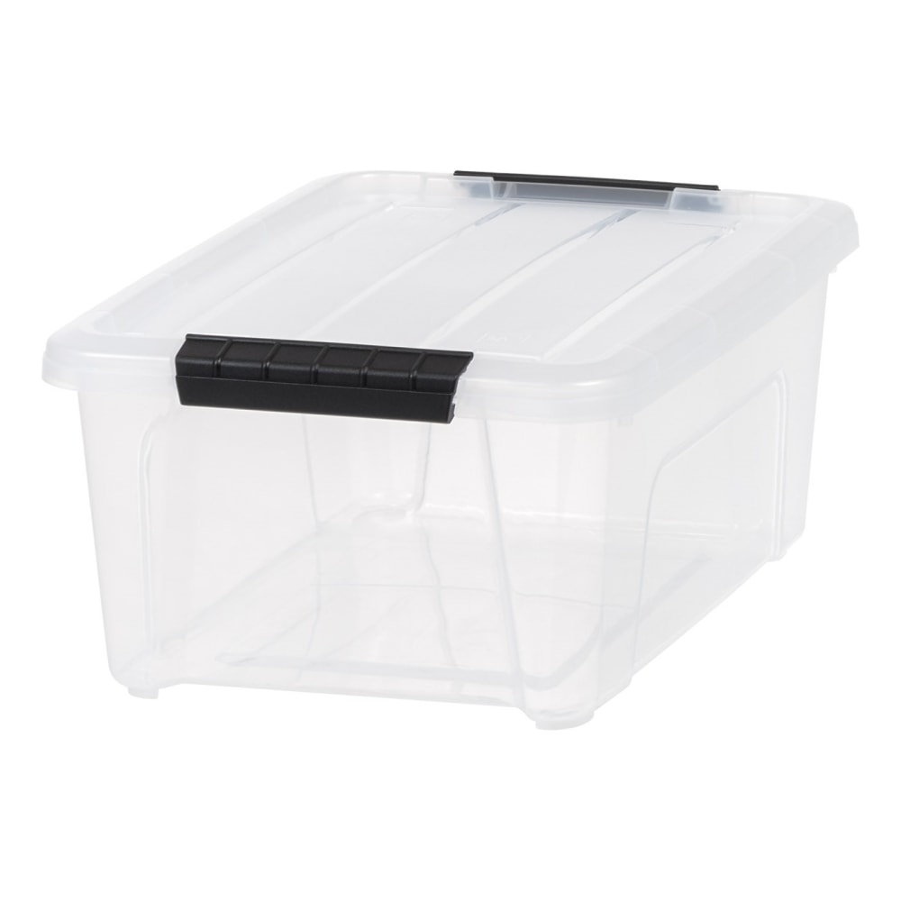 Iris Stack And Pull Totes, 13.5 Qt, Clear, Set Of 6 Totes