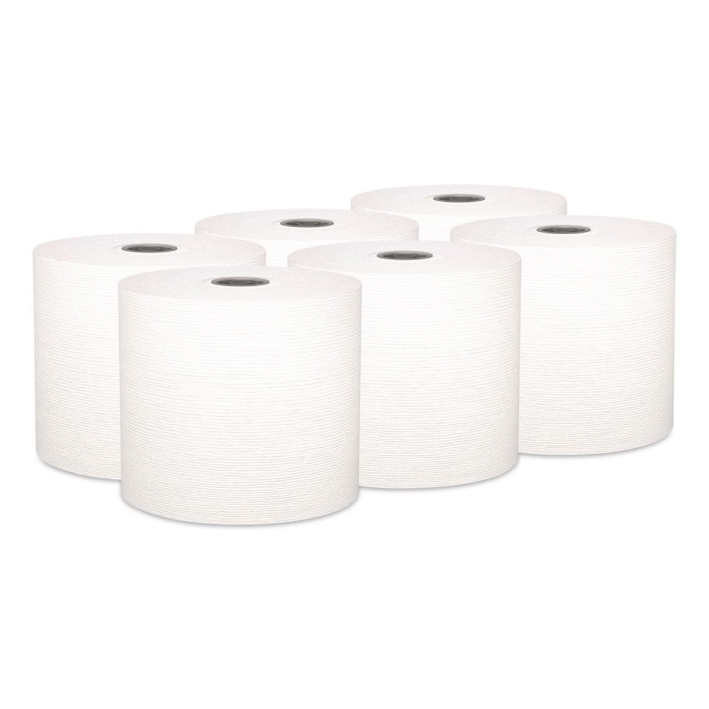 Kleenex Hard Roll Paper Towels with Premium Absorbency Pockets with Colored Core, Gray Core, 1-Ply, 7.5in x 700 ft, White, 6 Rolls/CT