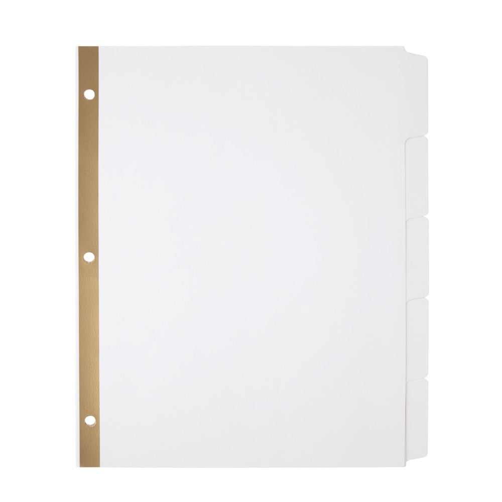 Office Depot Brand 20% Recycled Erasable Big Tab Dividers, 5-Tab, White